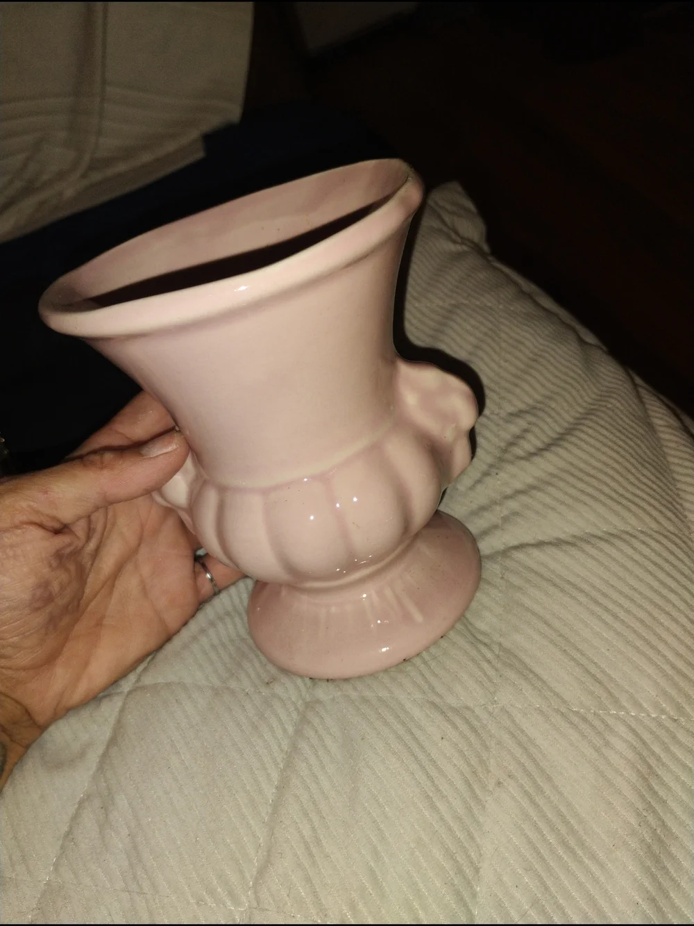 Vintage Soft Pink Ceramic Decorative Urn Vase - Elegant Home Accent